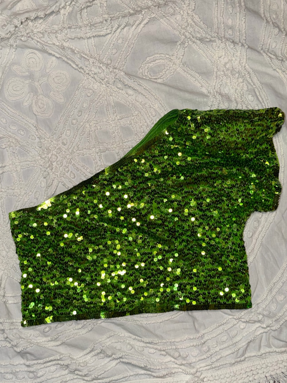 Cathy Hardwick Neon Green Sequin Top